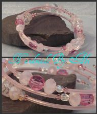 Baby Pink & Dark Pink Memory Wire Bracelet